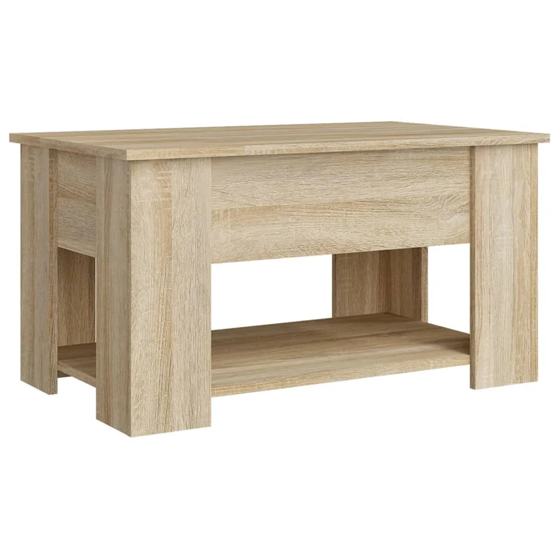 Table basse dessus relevable design moderne et contemporaine 79 x 49 x 41 cm bois d'ingénierie couleur chêne DEC038994