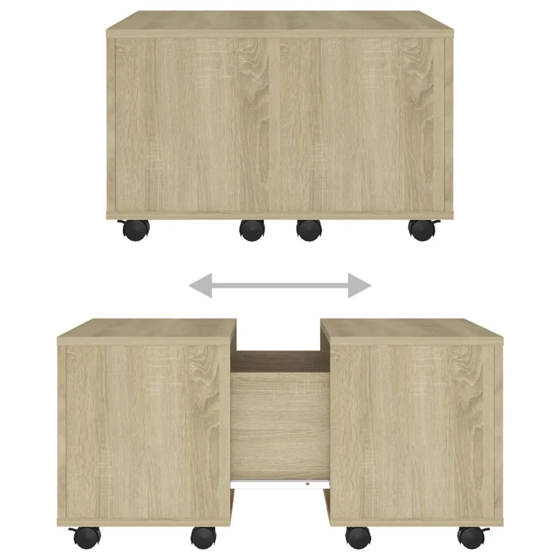 Table basse avec fonction extensible design moderne et contemporaine 60 x 60 x 38 cm bois d'ingénierie couleur chêne DEC038981