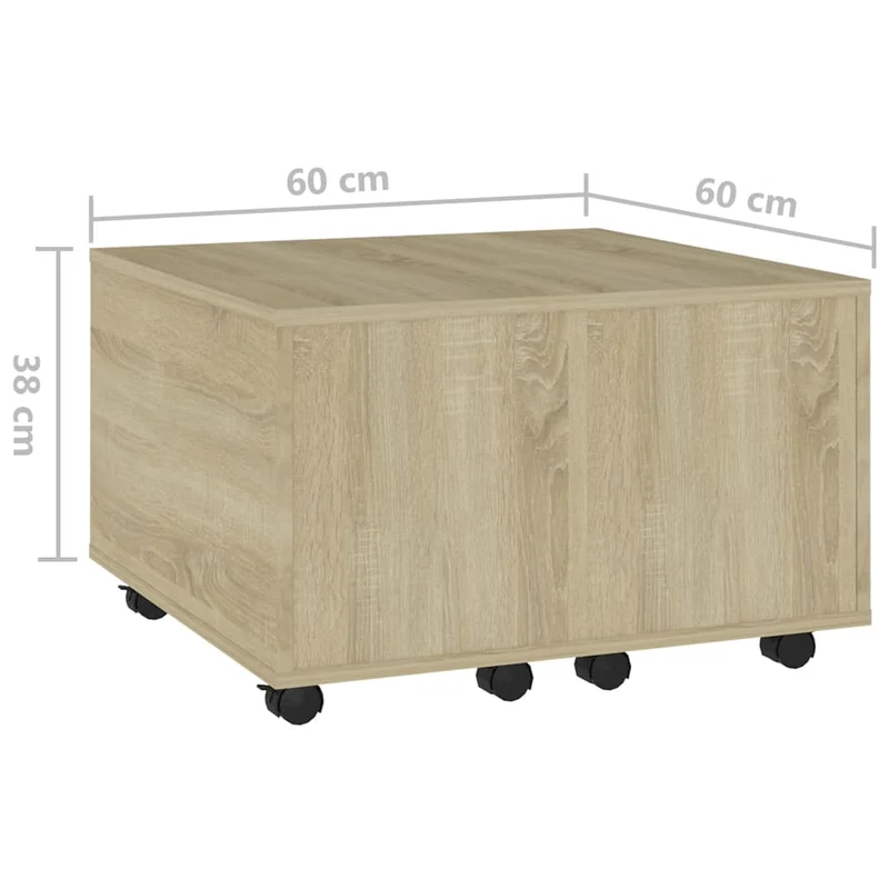 Table basse avec fonction extensible design moderne et contemporaine 60 x 60 x 38 cm bois d'ingénierie couleur chêne DEC038981