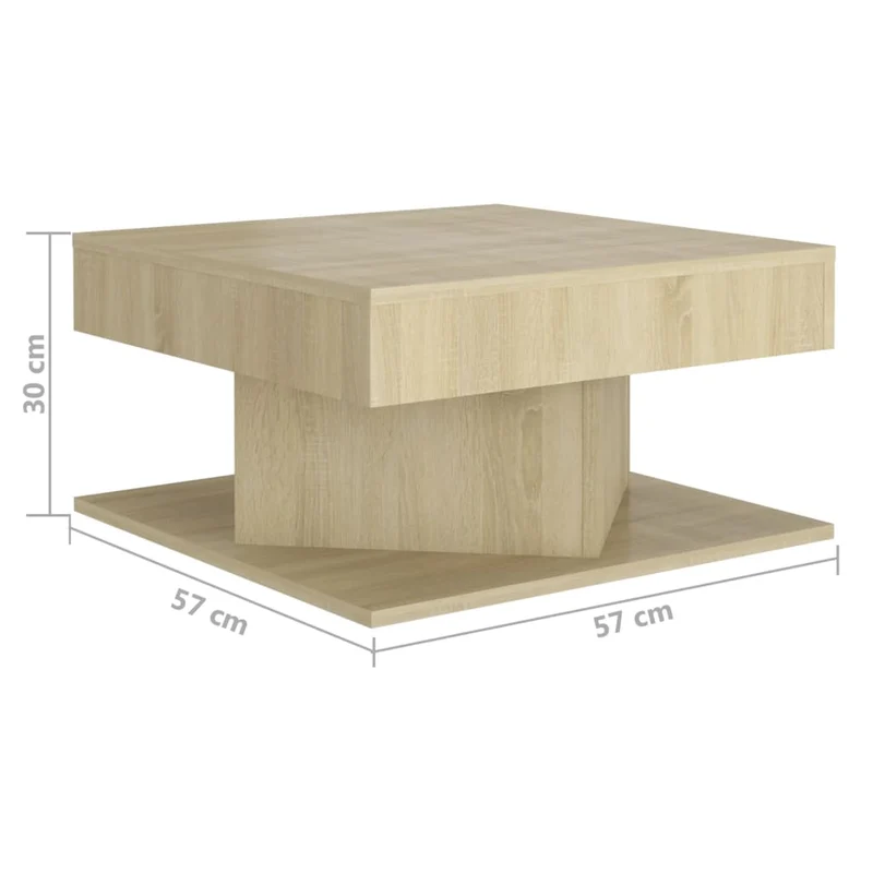 Table basse design moderne et contemporaine 57 x 57 x 30 cm bois d’ingénierie couleur chêne DEC038968