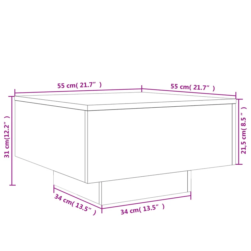Table basse design moderne et contemporaine 55 x 55 x 31 cm bois d'ingénierie couleur chêne DEC038962