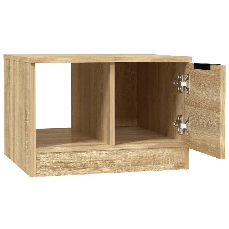 Table basse avec compartiment avec porte design moderne et contemporaine 50 x 50 x 36 cm bois d'ingénierie couleur chêne DEC038945