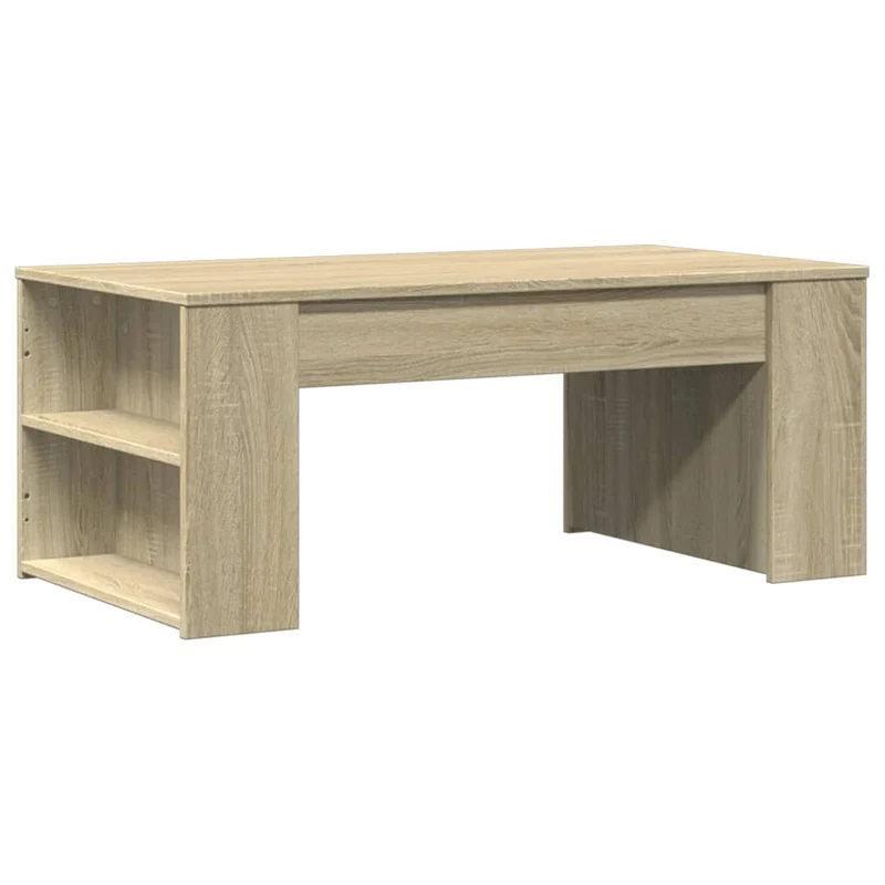 Table basse avec étagères design moderne et contemporaine 102 x 55 x 42 cm bois d'ingénierie couleur chêne DEC038914