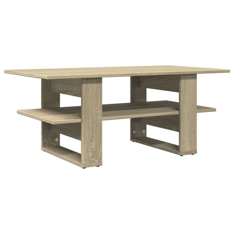 Table basse avec étagères design moderne et contemporaine 102 x 55 x 42 cm bois d'ingénierie couleur chêne DEC038913