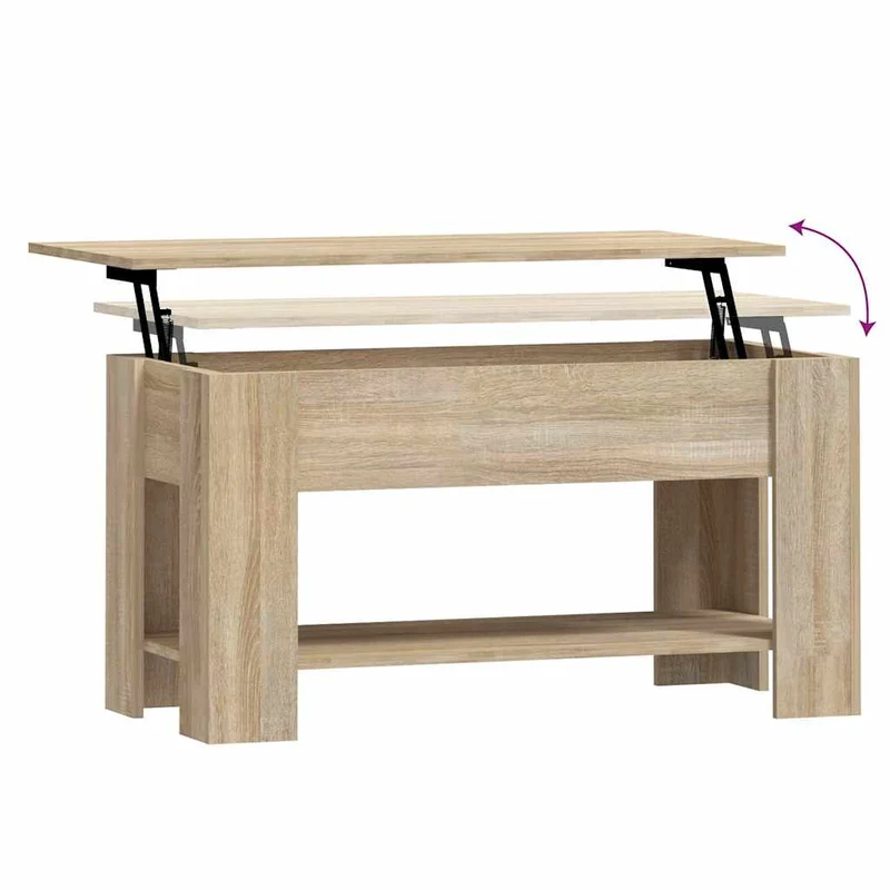 Table basse plateau relevable design moderne et contemporaine 101 x 49 x 52 cm bois d'ingénierie couleur chêne DEC038888