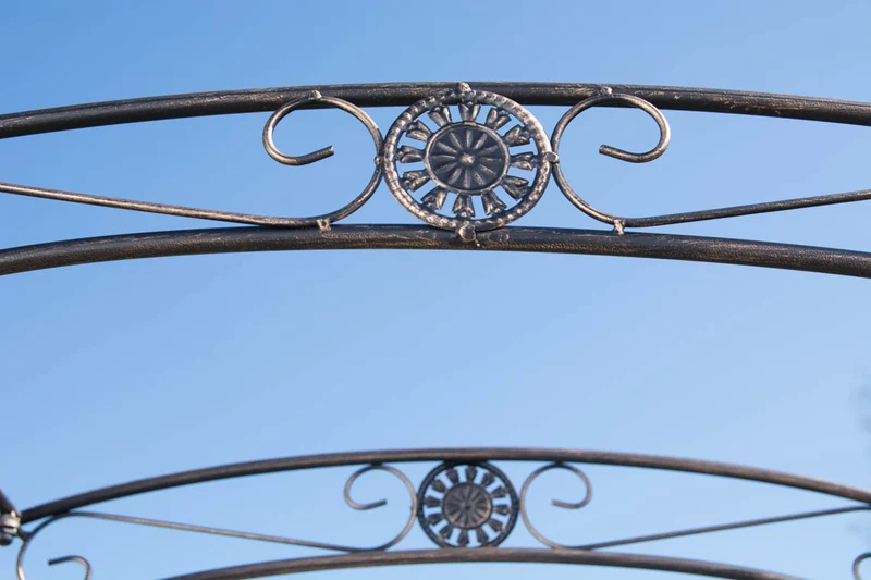 Arche à rosiers avec deux portes plantes grimpantes décoration jardin 220x120 cm en métal bronze 10_0003951
