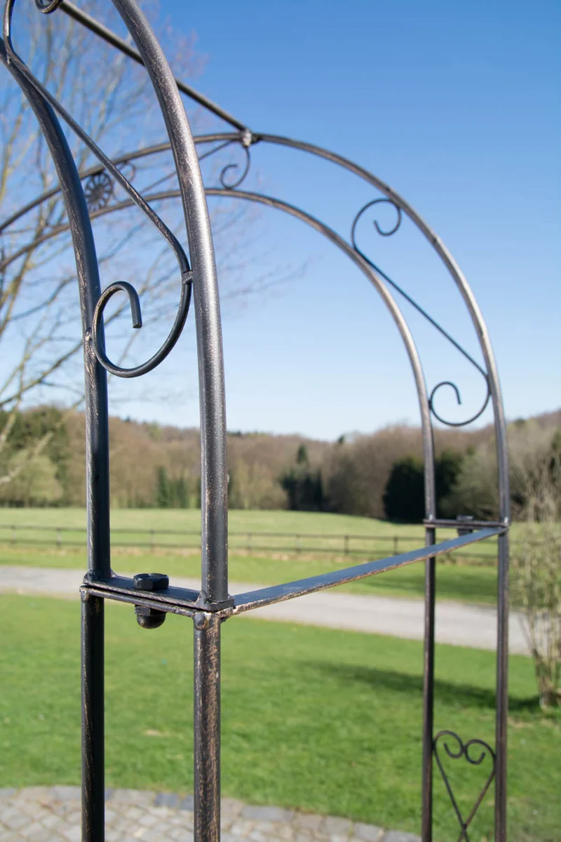 Arche à rosiers avec deux portes plantes grimpantes décoration jardin 220x120 cm en métal bronze 10_0003951
