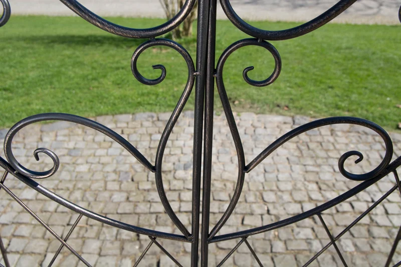 Arche à rosiers avec deux portes plantes grimpantes décoration jardin 220x120 cm en métal bronze 10_0003951