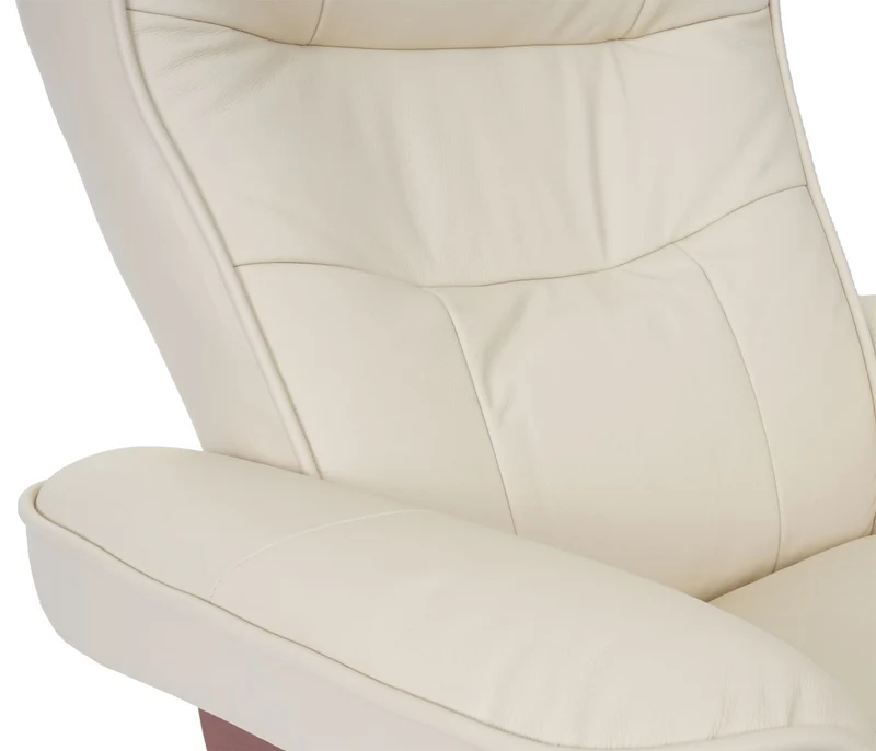 Fauteuil relax fauteuil TV pivotant avec repose-pieds en cuir véritable crème cadre en bois couleur miel 04_0007832