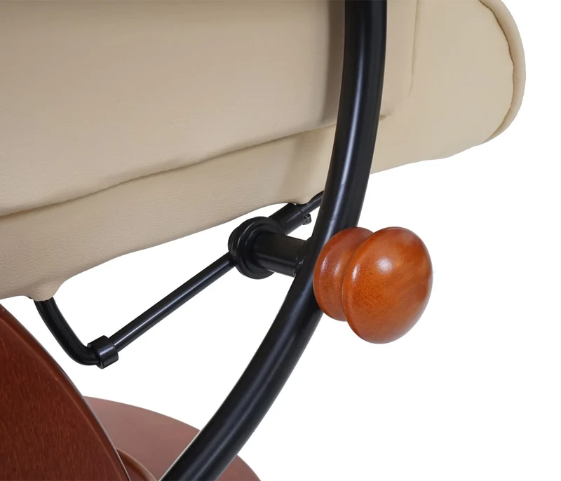Fauteuil relax fauteuil TV pivotant avec repose-pieds en cuir véritable crème cadre en bois couleur miel 04_0007832