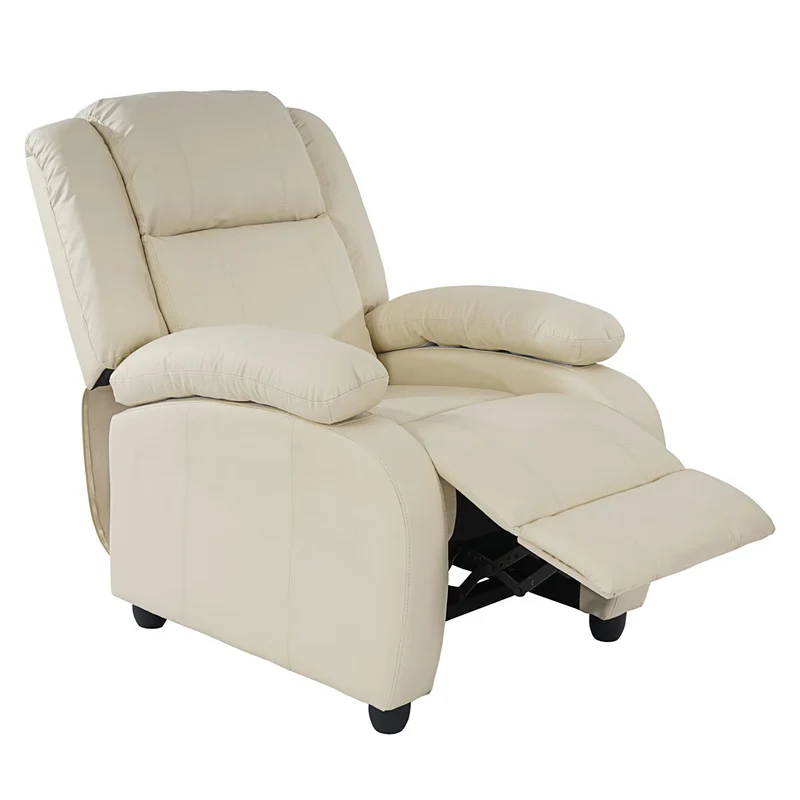 Fauteuil relax TV inclinable TV réglage du dossier et repose-pieds en synthétique crème 04_0002022