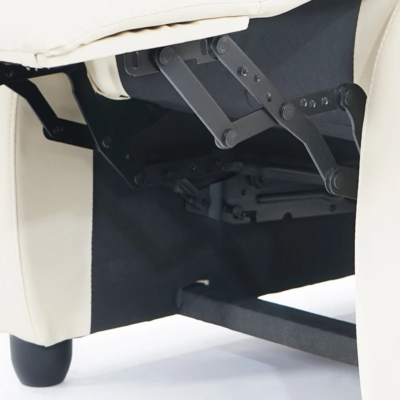 Fauteuil relax TV inclinable TV réglage du dossier et repose-pieds en synthétique crème 04_0002022