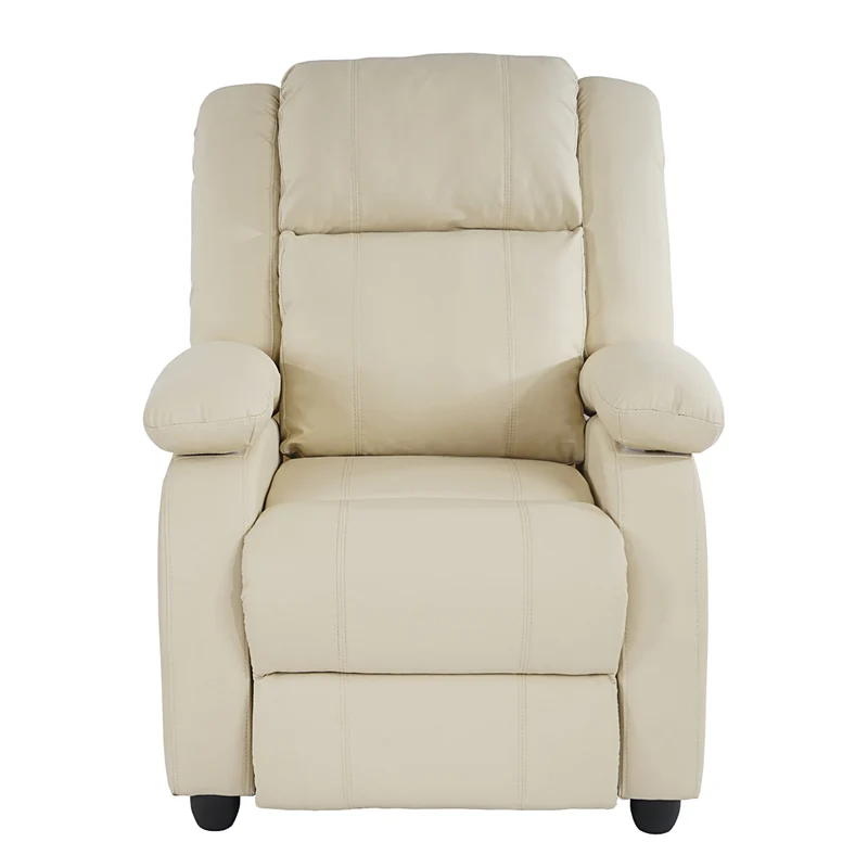 Fauteuil relax TV inclinable TV réglage du dossier et repose-pieds en synthétique crème 04_0002022