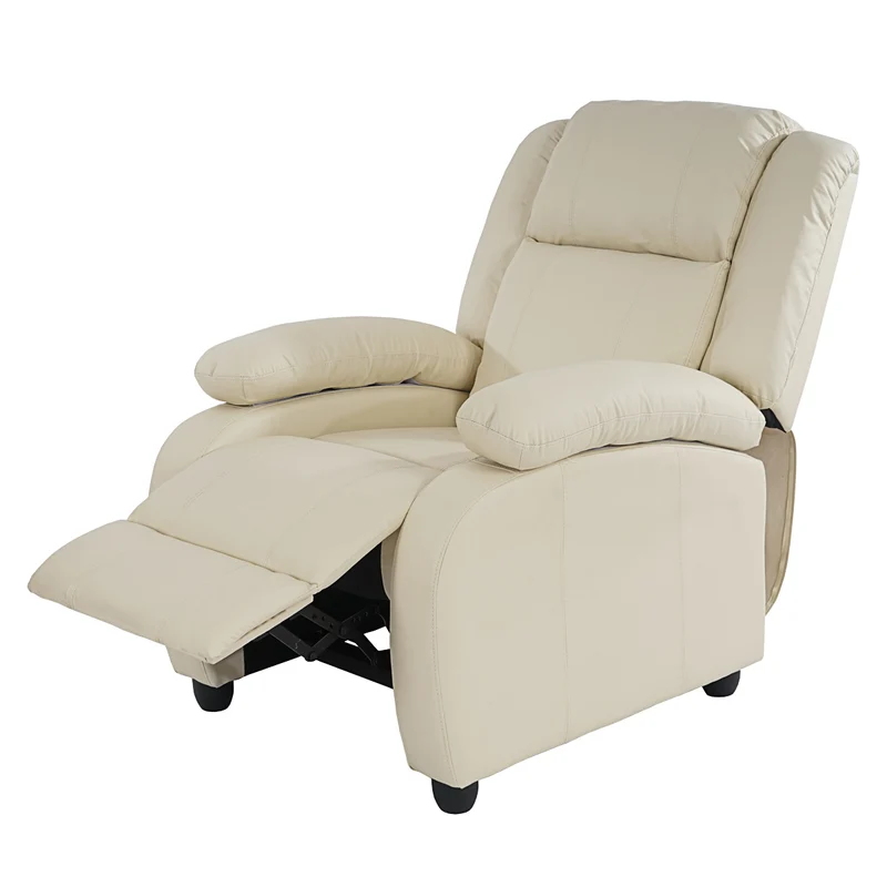 Fauteuil relax TV inclinable TV réglage du dossier et repose-pieds en synthétique crème 04_0002022