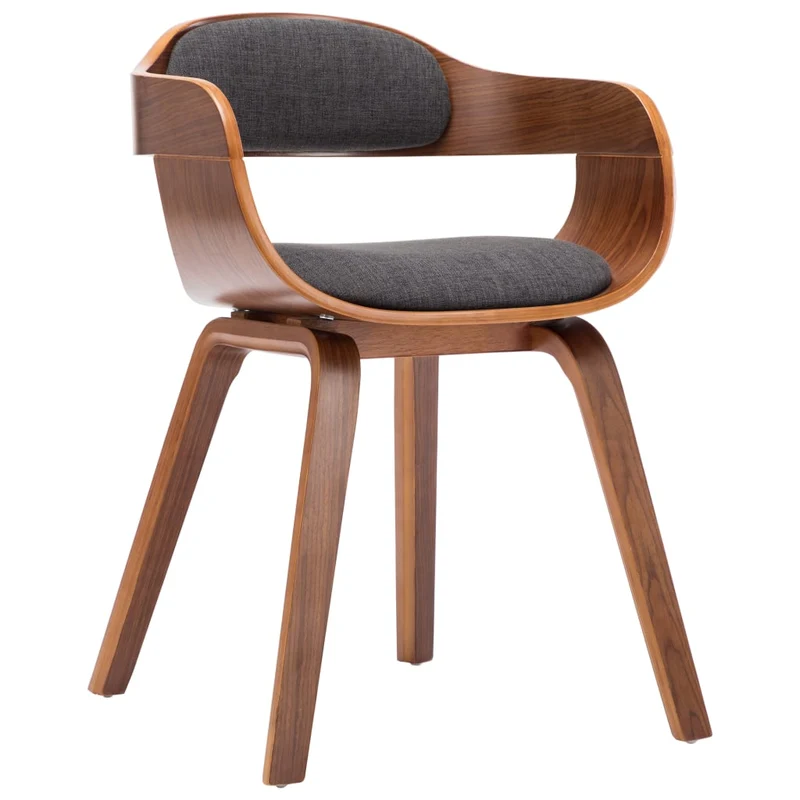 Lot de 2 chaises de salle à manger cuisine design moderne tissu gris foncé et bois courbé CDS020555