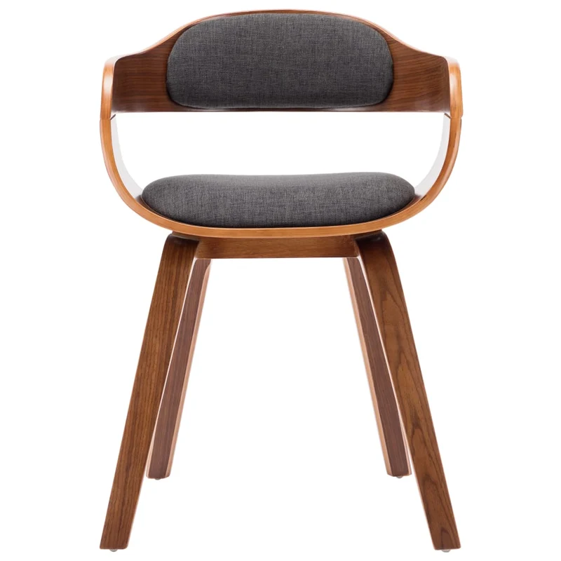 Lot de 2 chaises de salle à manger cuisine design moderne tissu gris foncé et bois courbé CDS020555