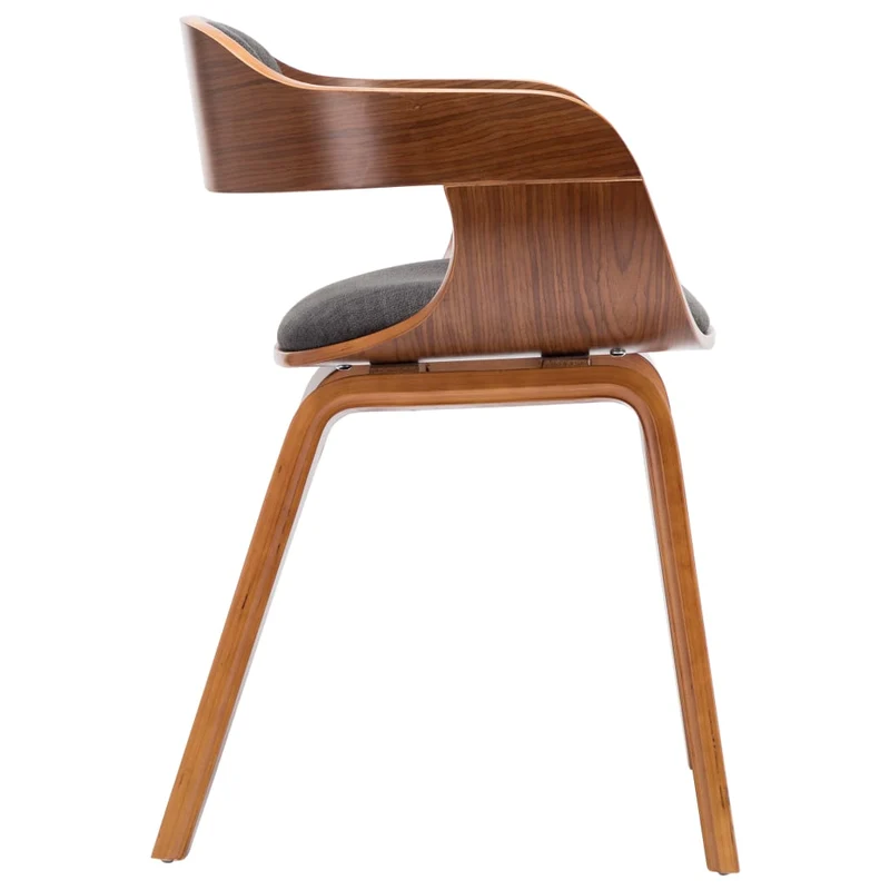 Lot de 2 chaises de salle à manger cuisine design moderne tissu gris foncé et bois courbé CDS020555
