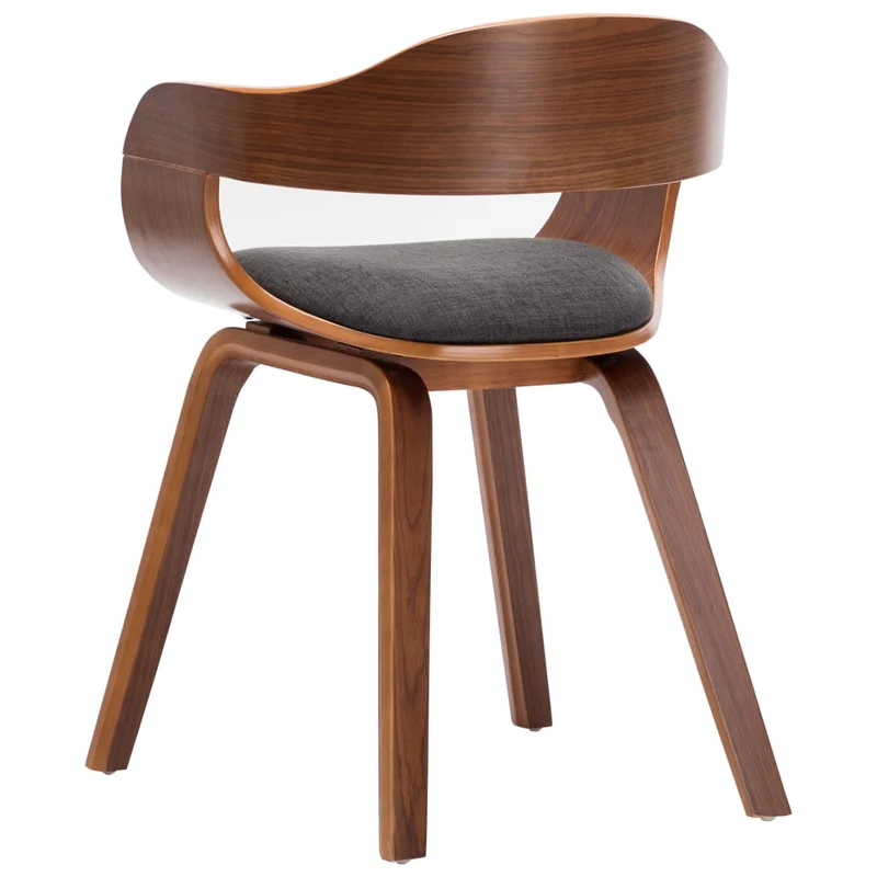 Lot de 2 chaises de salle à manger cuisine design moderne tissu gris foncé et bois courbé CDS020555