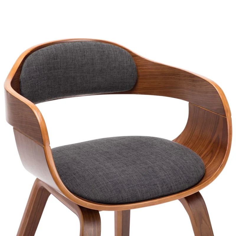Lot de 2 chaises de salle à manger cuisine design moderne tissu gris foncé et bois courbé CDS020555