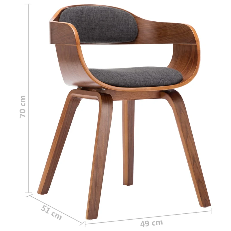 Lot de 2 chaises de salle à manger cuisine design moderne tissu gris foncé et bois courbé CDS020555