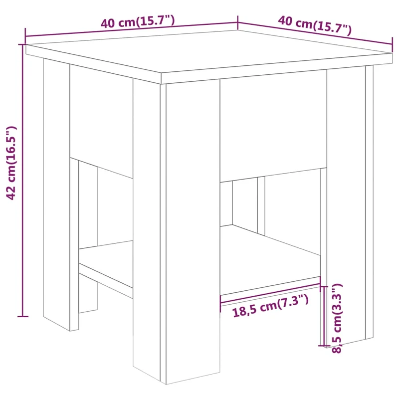 Table basse design moderne et contemporaine 40 x 40 x 42 cm bois d'ingénierie marron DEC038659