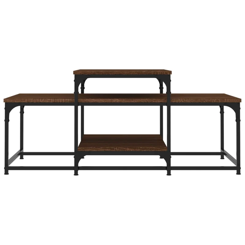 Table basse avec étagères design industriel 102 x 60 x 45 cm bois d'ingénierie marron et métal DEC038648