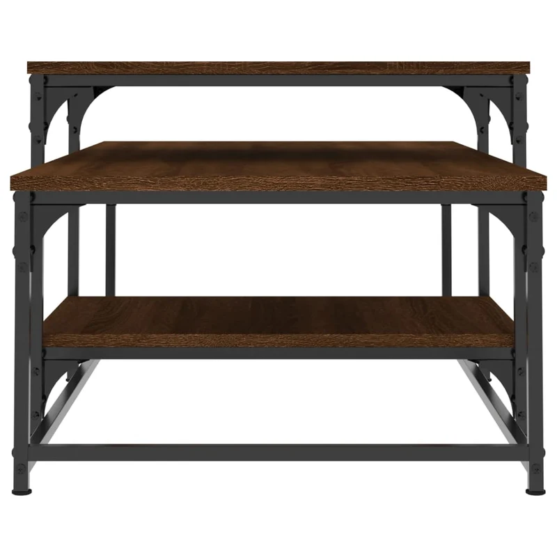Table basse avec étagères design industriel 102 x 60 x 45 cm bois d'ingénierie marron et métal DEC038648