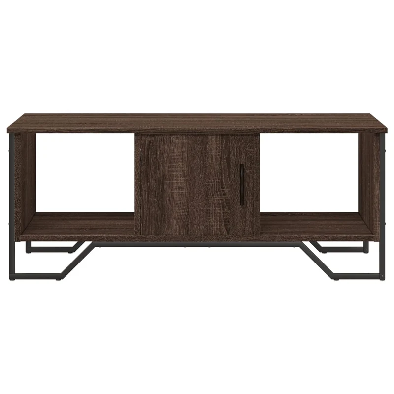 Table basse avec compartiment avec porte design moderne et contemporaine 100 x 51 x 40 cm bois d'ingénierie marron et métal DEC038603