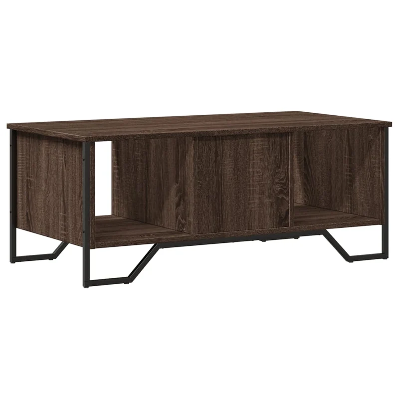 Table basse avec compartiment avec porte design moderne et contemporaine 100 x 51 x 40 cm bois d'ingénierie marron et métal DEC038603