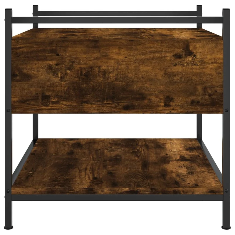 Table basse avec tiroir et étagère design industriel 50 x 50 x 50 cm bois d'ingénierie marron et métal DEC038420