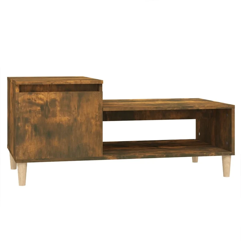Table basse avec compartiment de rangement design rustique 100 x 50 x 45 cm bois d'ingénierie marron DEC038329