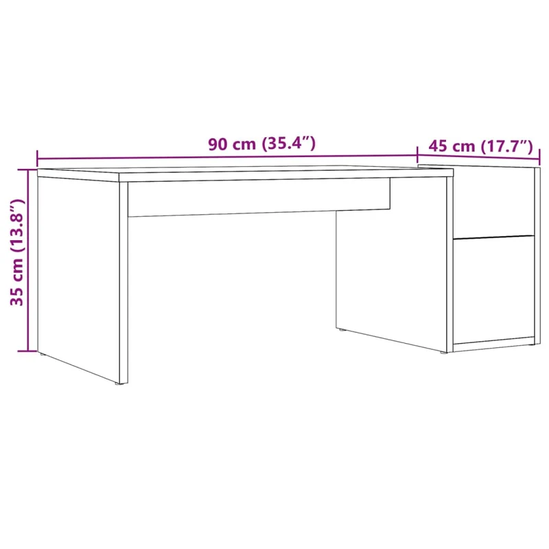Table basse design moderne et contemporaine 90 x 45 x 35 cm bois d'ingénierie couleur chêne DEC038297