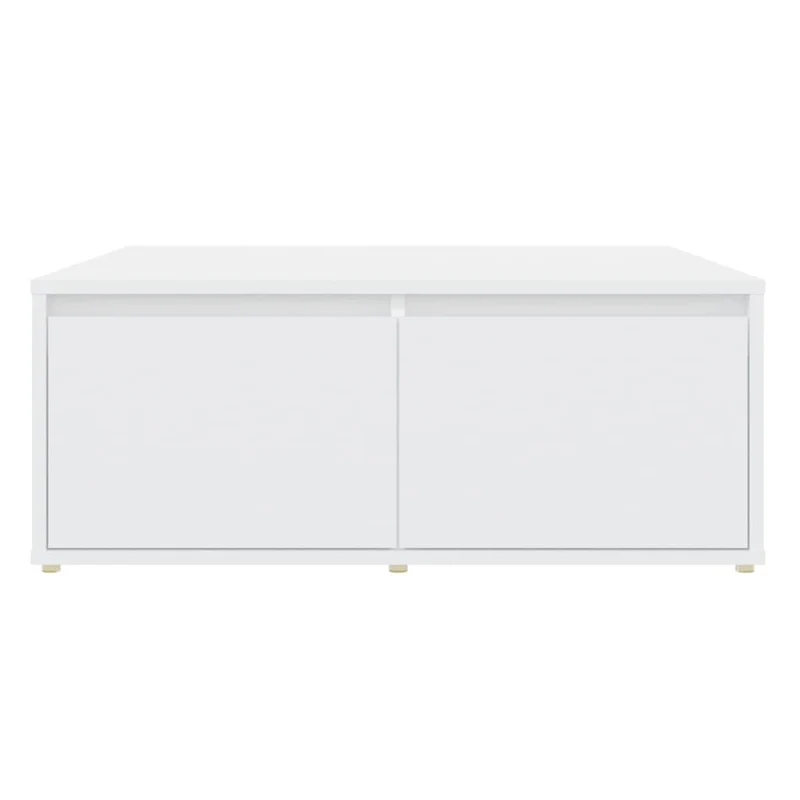 Table basse avec tiroirs design moderne et contemporaine 80 x 80 x 31 cm bois d'ingénierie blanc DEC037966