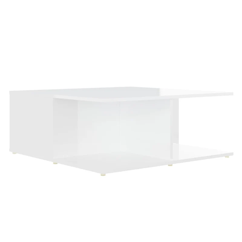 Table basse avec tiroirs design moderne et contemporaine 80 x 80 x 31 cm bois d'ingénierie blanc DEC037966