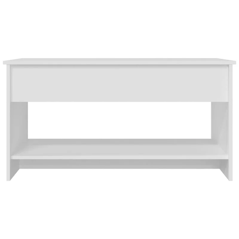 Table basse de salon avec compartiment de rangement plateau relevable design moderne 102 x 50 x 52,5 cm bois d'ingénierie blanc DEC037825