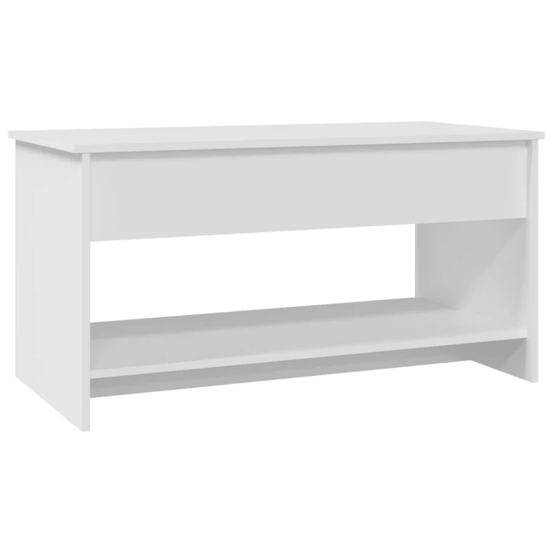 Table basse de salon avec compartiment de rangement plateau relevable design moderne 102 x 50 x 52,5 cm bois d'ingénierie blanc DEC037825