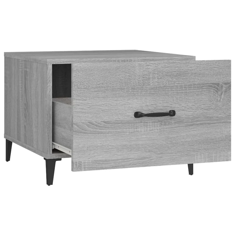 Table basse de salon avec tiroir design moderne avec pieds en métal 50 x 50 x 40 cm bois d'ingénierie gris DEC037720
