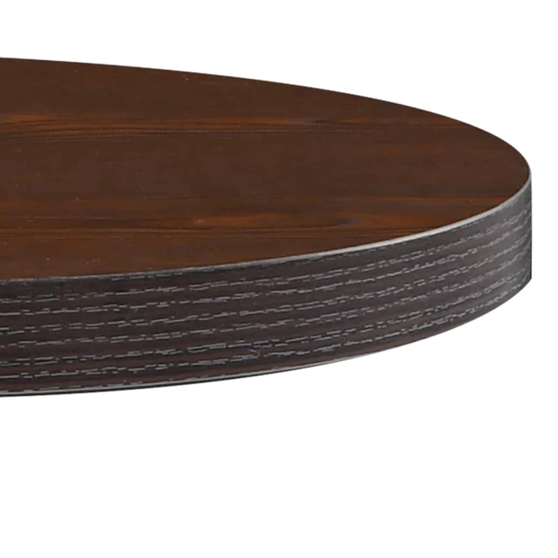 Table d'appoint auxiliaire table bistro diamètre 60 cm hauteur 75 cm en MDF marron foncé et acier noir DEC036574