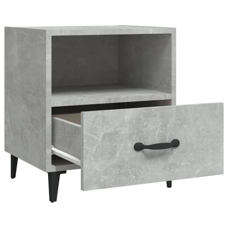 Table de chevet avec tiroir et compartiment 40 x 35 x 47,5 cm en bois d'ingénierie gris et métal DEC034059