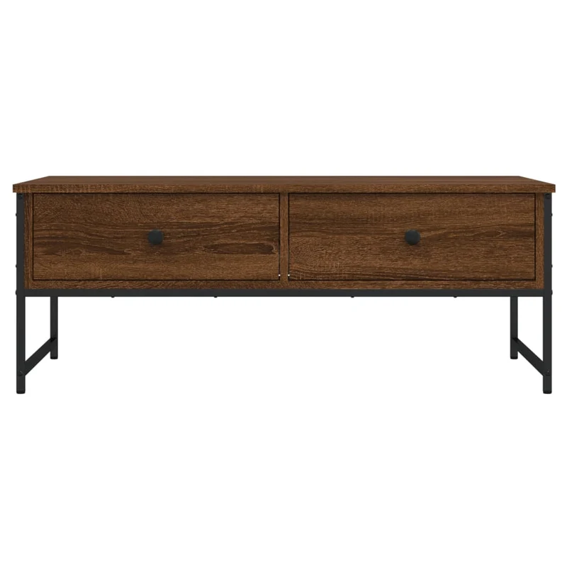 Table basse avec tiroirs design industirel et contemporain 101 x 49 x 39,5 cm bois d'ingénierie marron et métal DEC038614