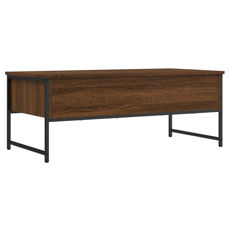 Table basse avec tiroirs design industirel et contemporain 101 x 49 x 39,5 cm bois d'ingénierie marron et métal DEC038614