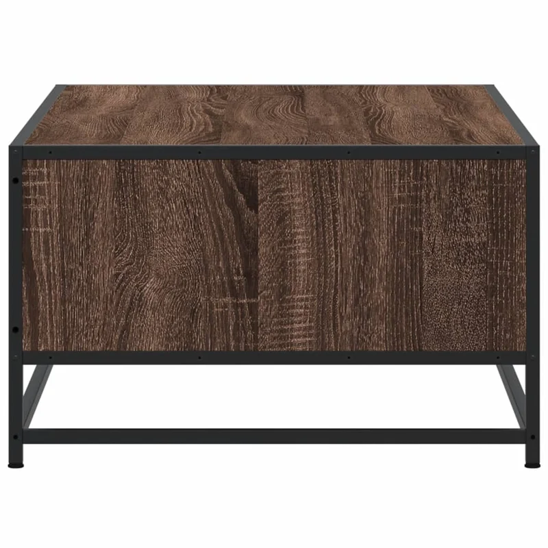 Table basse avec tiroir et compartiment ouvert design industriel 100 x 57 x 35cm bois d'ingénierie marron et métal DEC038611