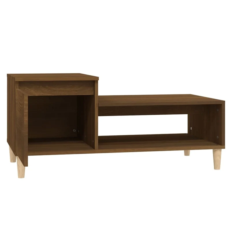 Table basse avec compartiments design moderne et contemporaine 100 x 50 x 45 cm bois d'ingénierie marron DEC038590