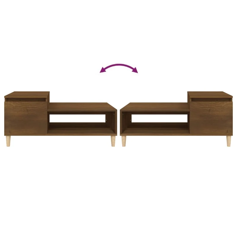 Table basse avec compartiments design moderne et contemporaine 100 x 50 x 45 cm bois d'ingénierie marron DEC038590