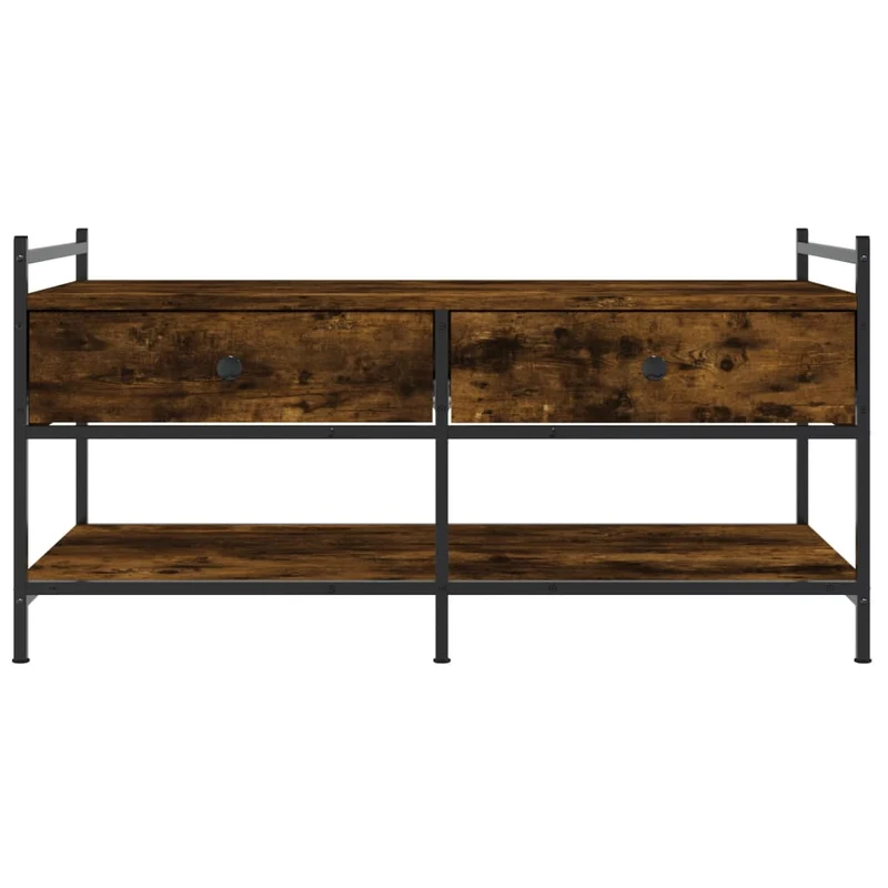 Table basse avec tiroirs et étagère design industriel 99 x 50 x 50 cm bois d'ingénierie marron et métal DEC038563