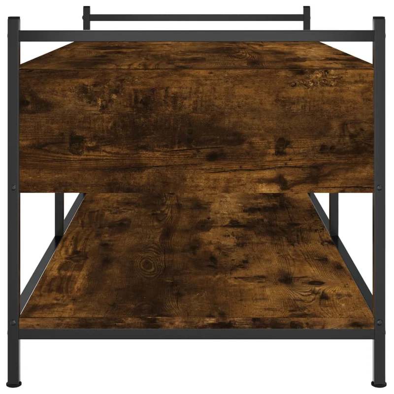 Table basse avec tiroirs et étagère design industriel 99 x 50 x 50 cm bois d'ingénierie marron et métal DEC038563
