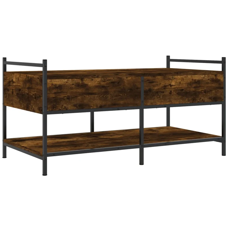 Table basse avec tiroirs et étagère design industriel 99 x 50 x 50 cm bois d'ingénierie marron et métal DEC038563