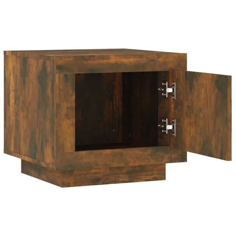 Table basse avec compartiment avec porte design moderne et contemporaine 51 x 50 x 45 cm bois d'ingénierie marron DEC038423