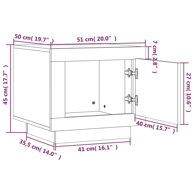 Table basse avec compartiment avec porte design moderne et contemporaine 51 x 50 x 45 cm bois d'ingénierie marron DEC038423