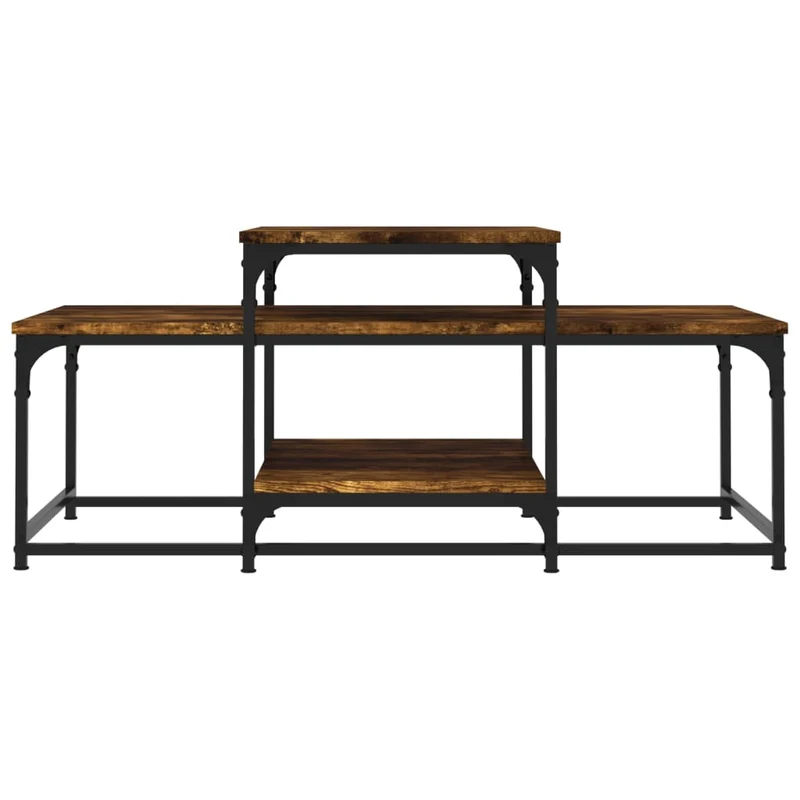 Table basse design moderne et contemporaine 102 x 60 x 45 cm bois d'ingénierie marron et métal DEC038385